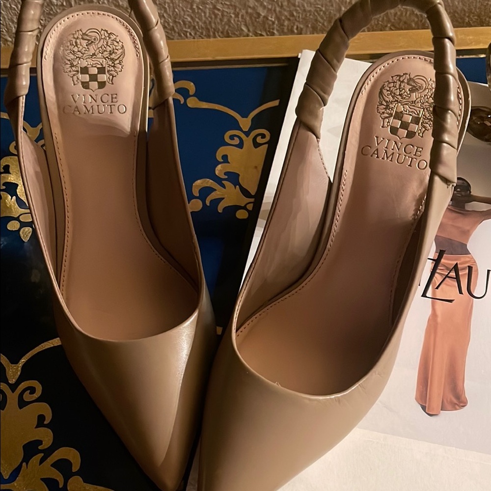 Vince Camuto sling back tan heels